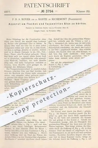 original Patent - F. B. A. Royer de la Bastie , Richemont , Frankreich , 1877 , façonniertes Glas härten | Gläser
