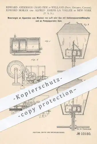 original Patent - Edward A. Craig Pew , Welland , Kanada | E. Moran , Alfred J. la Vallée , USA , Luft - Gas - Gemisch