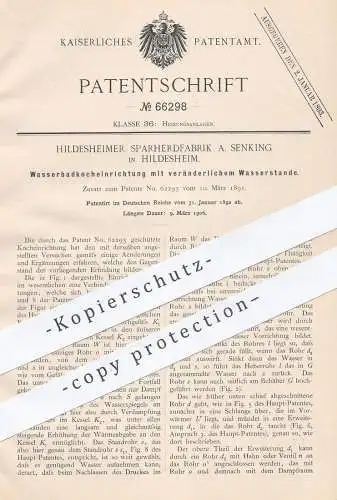 original Patent - Sparherdfabrik A. Senking , Hildesheim , 1892 , Wasserbadkocher | Wasserkocher , Wasser - Erwärmer !!!