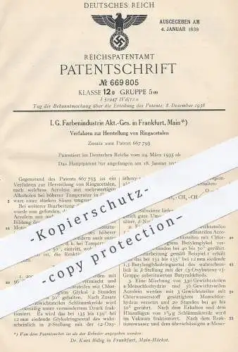 original Patent - . G. Farbenindustrie AG , Frankfurt / Main , 1935 , Ringacetal | Chemie , Säure , Alkohol !!