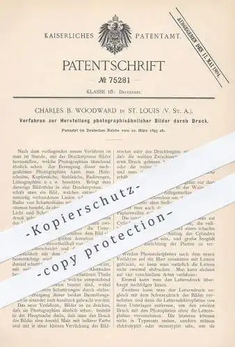 original Patent -  Charles B. Woodward , St. Louis USA 1893 , Photographien , Bilder durch Druck | Fotograf , Druckerei