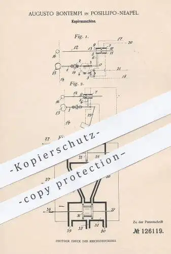 original Patent - Augusto Bontempi , Posillipo / Neapel , 1900 , Kopiermaschine | Kopierer | Druck , Druckerei , Bild !