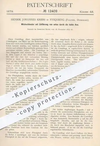 original Patent - Henrik Johannes Krebs , Nykjobing , Falster , Dänemark , 1879 , Milchschleuder | Milch - Schleuder !!!