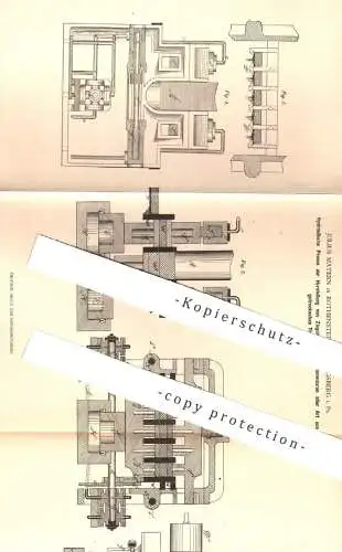 original Patent - Julius Matern , Rothenstein / Königsberg / Preussen 1880 , Hydraulik - Presse für Ziegel , Ton , Stein