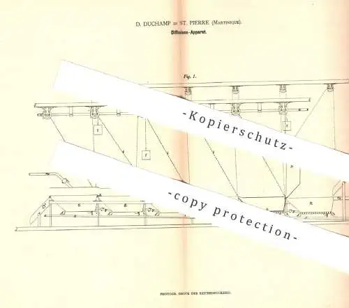 original Patent - D. Duchamp , St. Pierre , Martinique , 1880 , Diffusions-Apparat | Zucker , Rüben , Zuckerfabrik !!!