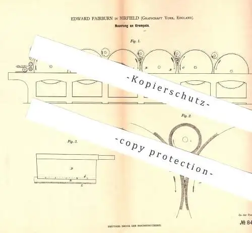 original Patent - Edward Fairburn , Mirfield , York , England , 1879 , Krempel | Spinnrad , Spinnmaschine , Weben !!!