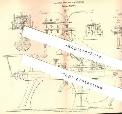 original Patent - Maurice Mondon , Chambon , 1889 , Feilenhau - Maschine | Hammer , Meißel , Feile | Metall , Schlosser