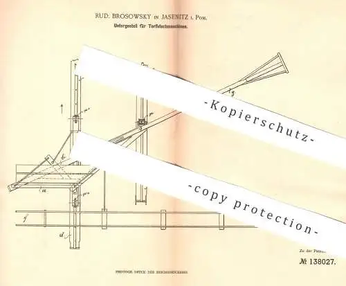 original Patent - Rud. Brosowsky , Jasenitz / Pommern , 1902 , Untergestell für Torfstechmaschine | Torf stechen | Agrar