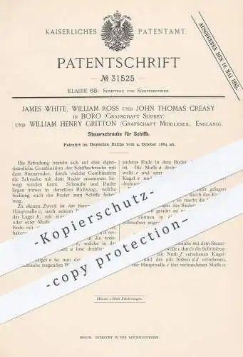 original Patent - James White , William Ross , John Thomas Creasy , Boro , William Gritton , Middlesex , Schiffsschraube