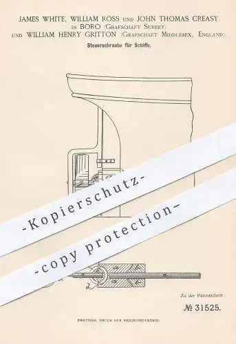 original Patent - James White , William Ross , John Thomas Creasy , Boro , William Gritton , Middlesex , Schiffsschraube