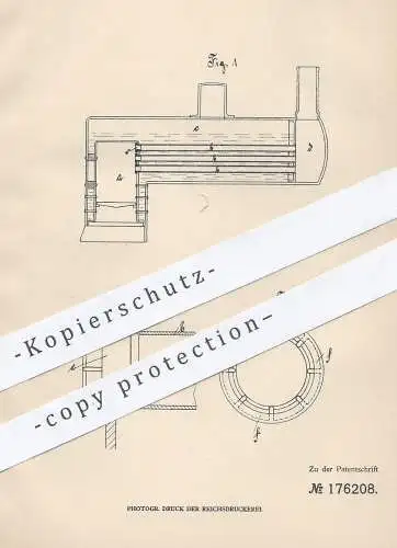 original Patent - Carl Auerbach , Dresden , 1906 , Schutz für Dampfkesselheizröhren | Dampfkessel - Rohr | Kessel !!