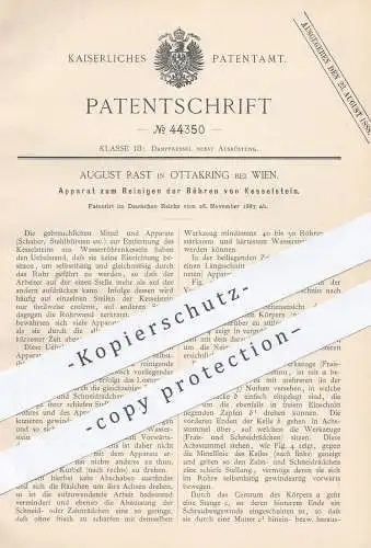 original Patent - August Rast in Ottakring / Wien , 1887 , Reinigen der Röhren von Kesselstein | Dampfkessel | Kessel !