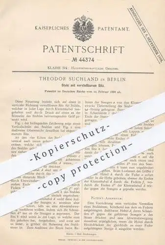 original Patent - Theodor Suchland , Berlin  1888 , Stuhl mit verstellbarem Sitz | Stühle , Möbel , Holzstuhl , Tischler