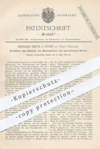 original Patent - Richard Smith , Stoke on Trent , England , 1887 , Dämpfen von Weizenkeim und Weizen | Getreide !!!