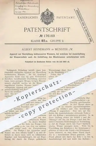 original Patent - Albert Heinemann , Münster , 1903 , Herstellung von kohlensaurem Wasser | Kohlensäure !!