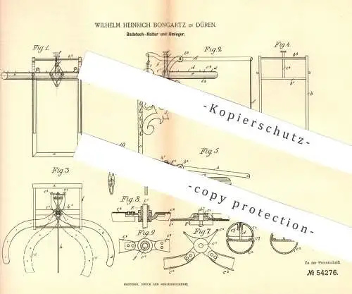 original Patent - Wilhelm Heinrich Bongartz , Düren , 1890 , Badetuch - Halter und Umleger | Handtuch , Handtuchhalter !