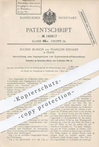 original Patent - Eugène Buisson , François Renardy , Paris Frankreich 1905 , Ingangsetzen von Explosionskraftmaschinen