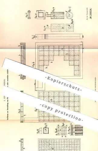 original Patent - L. Epstein , London , 1884 , Platten für primäre o. sekundäre elektrische Batterien | Batterie !!!