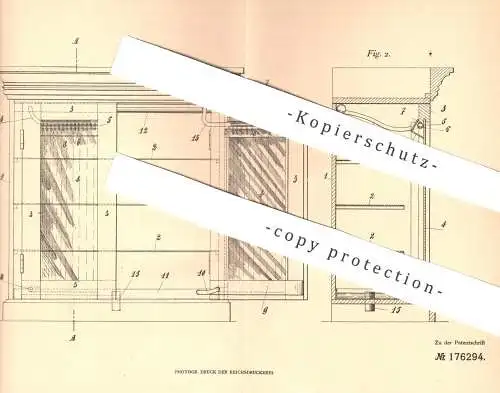 original Patent - Arthur Lorber , Brüssel , 1905 , Schrank mit Wasserberieselung zum Aufbewahren von Zigarren , Tabak !!