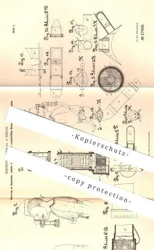 original Patent - Bernhard Loeb , Berlin , 1883 , Schutz in mit Rauch u. Qualm gefüllten Räumen | Atemmaske , Gasmaske