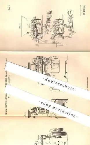 original Patent - Henry Brewer Metcalf , Pawtucket , Rhode Island , USA , 1887 , Wachsfaden - Nähmaschine | Schneider !!