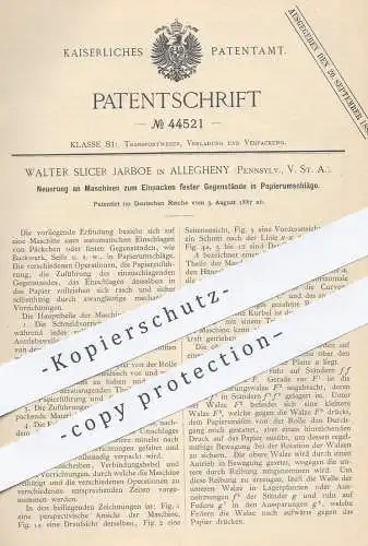 original Patent - Walter Slicer Jarboe , Allegheny , Pennsylvania , USA , 1887 , Papier - Verpackung | Kuvert , Umschlag