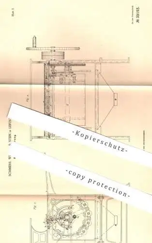 original Patent - Schmiers , Werner & Stein , Leipzig , 1886 , Papier - Bogenzuführung | Buchdruck , Druck , Drucker !!