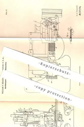 original Patent - William F. Beardslee , Boston , USA , 1885 , Oberfadenspannvorrichtung für Nähmaschinen | Nähmaschine