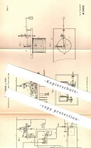 original Patent - Carl Diener , Wien , 1885 , Elektro-hydraulischer Vakuum - Apparat | Hydraulik , Pneumatik , Strom !!!