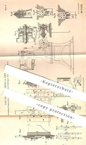 original Patent - Carl Gebler , Lindenau / Leipzig 1886 , Drahtheftmaschine mit Heftklammern | Heftmaschine , Buchbinder