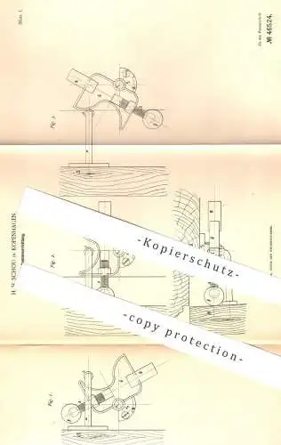 original Patent - H. H. Schou , Kopenhagen , Dänemark , 1888 , Türhemmvorrichtung | Tür , Türen , Türschloss , Schlosser