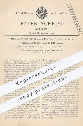 original Patent - Elmer Ambrose Sperry , Cleveland , Ohio USA , 1897 , Schaltungs- u. Regelungssystem für Elektromotor