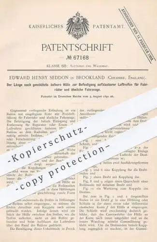 original Patent - Edward Henry Seddon , Brookland , Cheshire , England , 1892 , Fahrrad - Luftreifen | Reifen | Räder