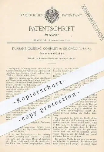 original Patent - Fairbank Canning Company , Chicago USA , 1891 , Konservenbüchse | Konserve , Büchse , Dose , Blechdose