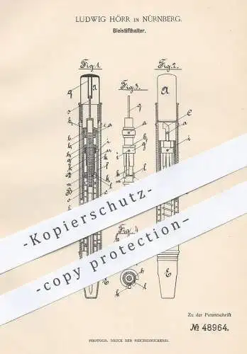 original Patent - Ludwig Hörr , Nürnberg 1889 , Bleistifthalter | Bleistift , Stift , Füllhalter , Füller , Schreibfeder