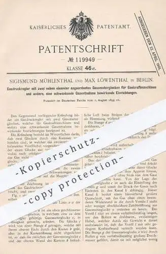 original Patent - Sigismund Mühlenthal , Max Löwenthal , Berlin , 1899 , Gas - Druckregler | Gasmotor , Motor , Motoren