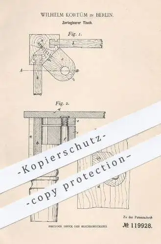 original Patent - Wilhelm Kortüm , Berlin  1900 , Zerlegbarer Tisch | Tische , Holztisch , Tischler , Möbelbauer , Möbel