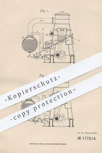 original Patent - Ernst Bötticher , Kiel , 1905 , Verhütung von Wasserschlag bei Luftpumpen | Luft - Pumpe , Kondensator