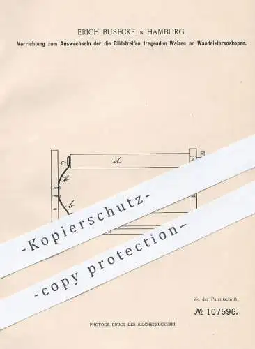 original Patent - Erich Busecke , Hamburg , 1899 , Wandelstereoskop | Stereoskop , Walze , Walzen !!