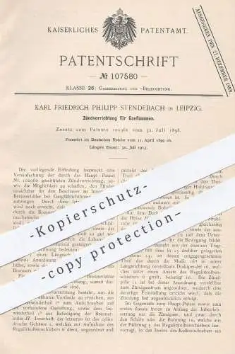 original Patent - Karl Friedrich Philipp Stendebach , Leipzig , 1899 , Zündung für Gasflammen | Gas Brenner , Gasbrenner