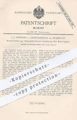 original Patent - J. G. Höpfner , Leopoldshall / Stassfurt  1890 , Verschluss für Rollläden | Rollo | Jalousie , Fenster