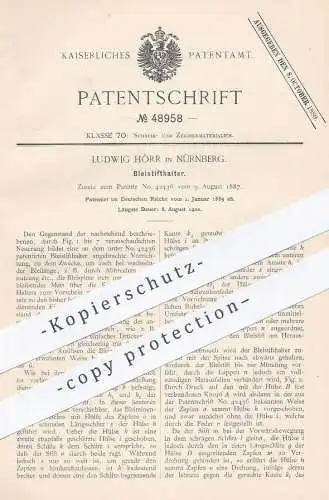 original Patent - Ludwig Hörr , Nürnberg , 1889 , Bleistifthalter | Bleistift , Füllhalter , Stift , Füller , Schule !