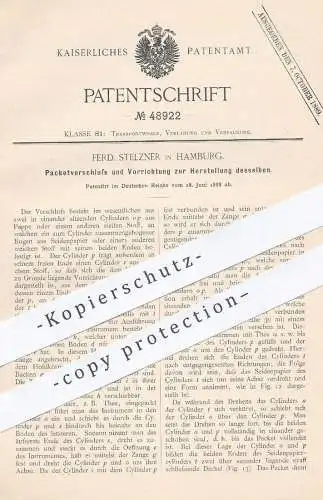 original Patent - Ferd. Stelzner , Hamburg , 1888 , Herst. von Paketverschluss | Paket , Karton , Verpackung , Pappe !!