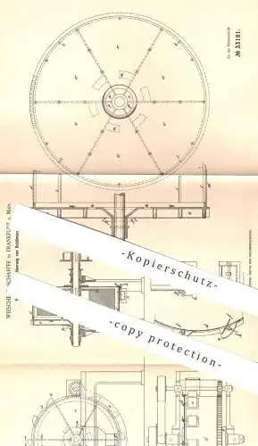 original Patent - Wiesche & Scharffe , Frankfurt / Main 1885 , Speisung u. Entleerung der Schälmaschine | Mühle , Mühlen