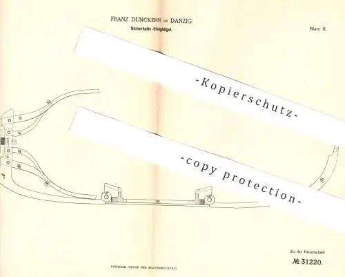 original Patent - Franz Dunckern , Danzig , 1884 , Steigbügel | Pferd , Pferde , Reiten , Reitsport , Reiter , Kutsche