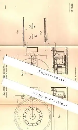 original Patent - Carl Friedrich Wilhelm Doehring / Leipzig , 1886 , Feuermelder | Brandmelder | Morsen , Alarm , Signal