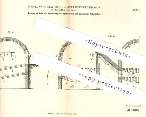 original Patent - John Edward Stafford , James Townsley Pearson , Burnley England , Ofen zur Abfall - Verbrennung