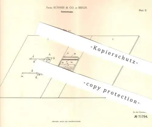 original Patent - Küssner & Co. Berlin , 1893 , Sammelmappe | Mappe , Ordner , Buchbinder , Buch , Papier , Papierfabrik