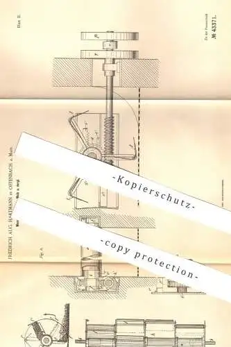 original Patent - Friedrich Aug. Hartmann , Offenbach / Main , 1887 , Wendeapparat für Malz | Bier , Brauerei , Maische