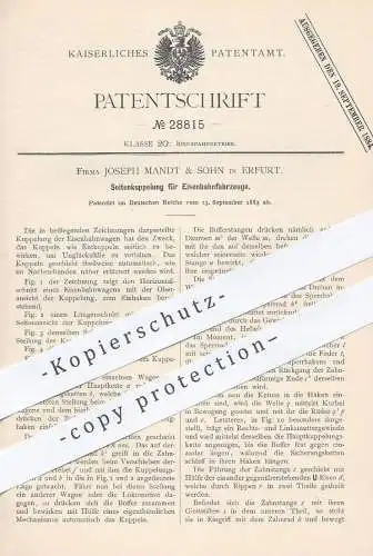 original Patent - Joseph Mandt & Sohn , Erfurt 1883 , Seitenkupplung für Eisenbahnen | Eisenbahn - Kupplung | Lokomotive